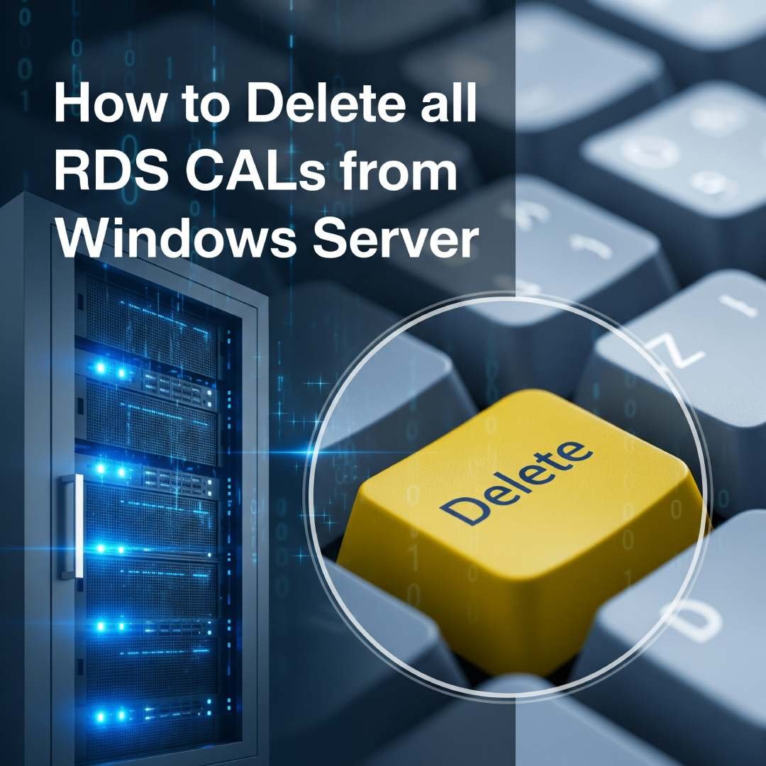 Step-by-step guide screenshot showing how to remove or delete all RDS CALs from a Windows Server for proper licensing management